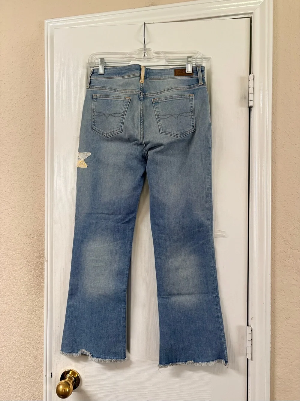 Polo Ralph Lauren Light Wash Patchwork Detail Fray Hem Flare Jeans Size 16 Kids